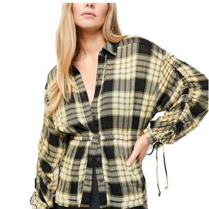 NWT Free People Pacific Dawn Plaid Button Down